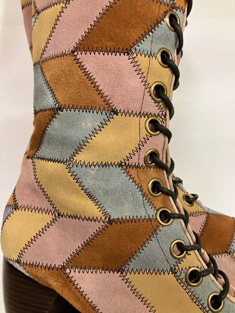 *RARE* Jeffrey Campbell PICKFORD Platform Patchwork Boots! Size 8.5, best for 8! - Picture 7 of 16